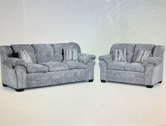 Gray Fabric Sofa and Loveseat Set