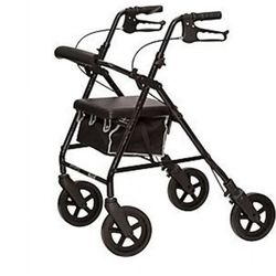 ProBasics Deluxe Aluminum Height Adjustable Rollator with 8" Wheels in Burgundy, manufactured for Compass Health Brands Corp