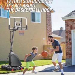 Basketball Hoop Outdoor, 4.9-10 ft Adjustable Height, Weather Proof Heavy Base and 44 Inch Shatterproof Backboard, Portable Basketball Hoop Goal Syste