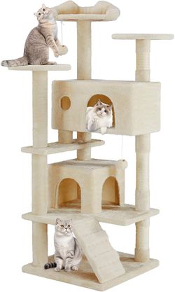 54-Inch Multi-Level Cat Tree Tower with Scratching Posts and Condo