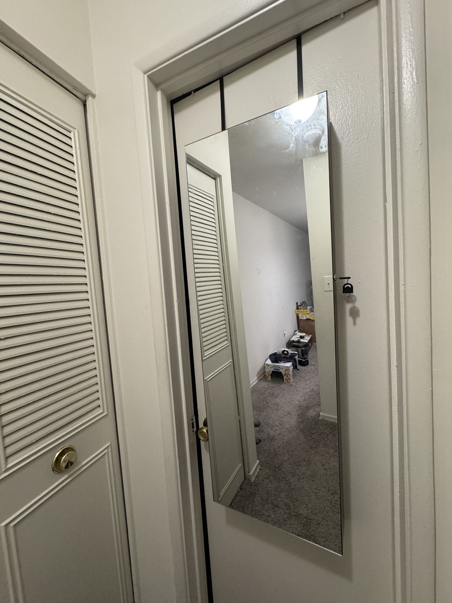 Over-the-Door Mirror Jewelry Cabinet – Lockable Storage Organizer