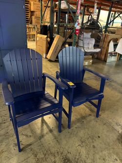Set of 2 New Outdoor Patio Acacia Wood Adirondack Dining Chairs