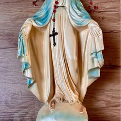 Vintage 1948 Chalkware Virgin Mary Religious Catholic Statue