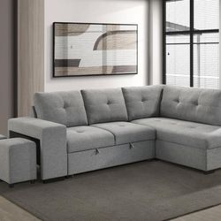 New Fabric Upholstered Sleeper Sectional- Finance Available