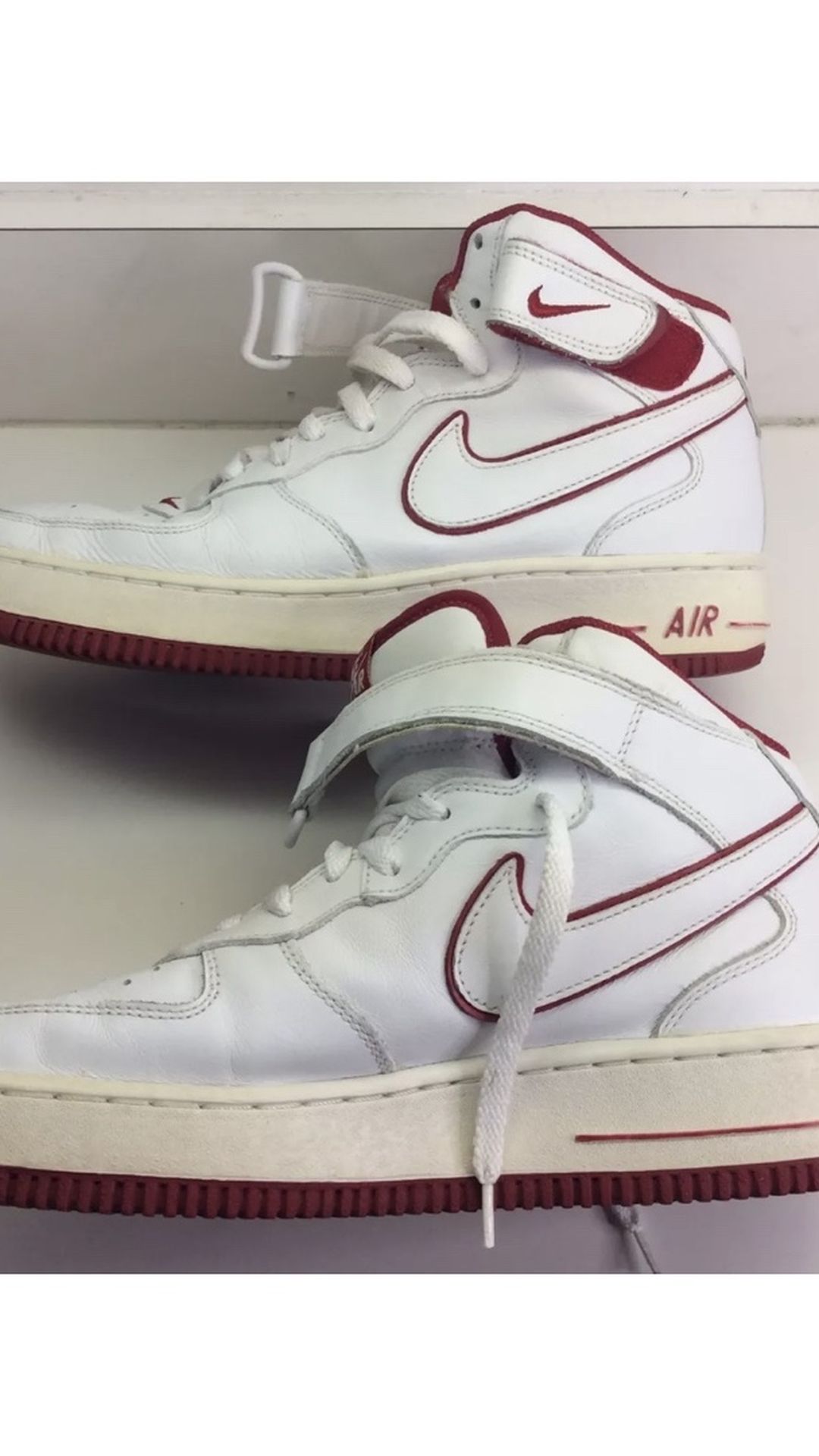 Vintage Nike Air Force 1 Mid Height White Red 2002 Basketball Sneakers SZ 10 VGC Air Force One