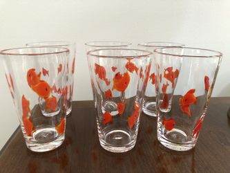 Crate &  Barrel Goldfish glasses- 8