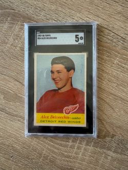 1957-58 Topps Hockey PSA 7 Alex Delvecchio Detroit Red Wings #34