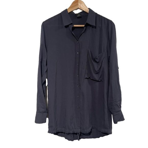 Club Monaco 100% rayon roll up sleeve tunic shirt
