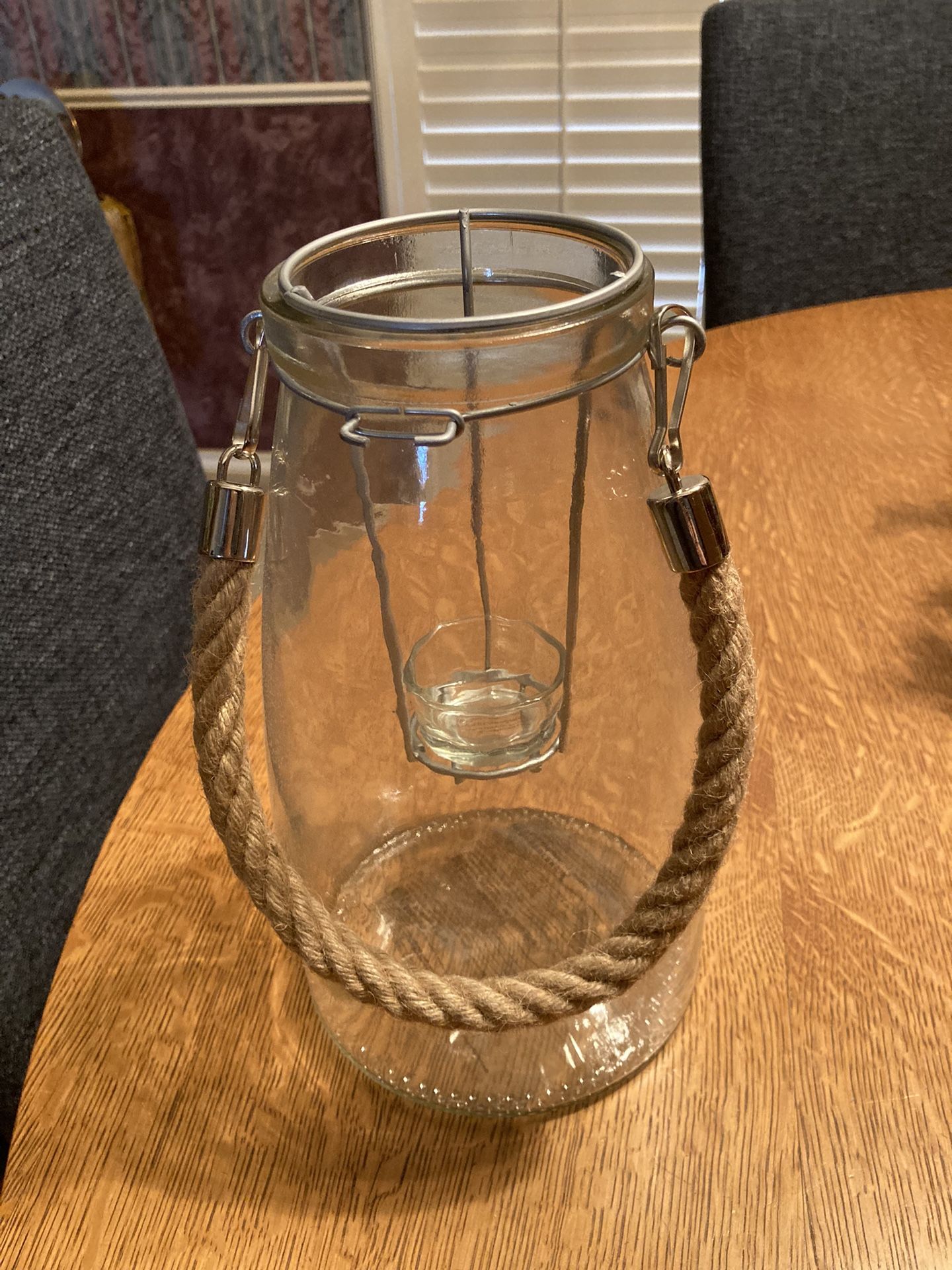 Glass And Rope Hanging Vase