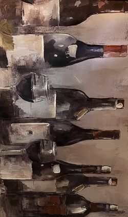 Decor Wall Picture Of Wine Bottles 59” Wide X 28” High X 1.5” Thick