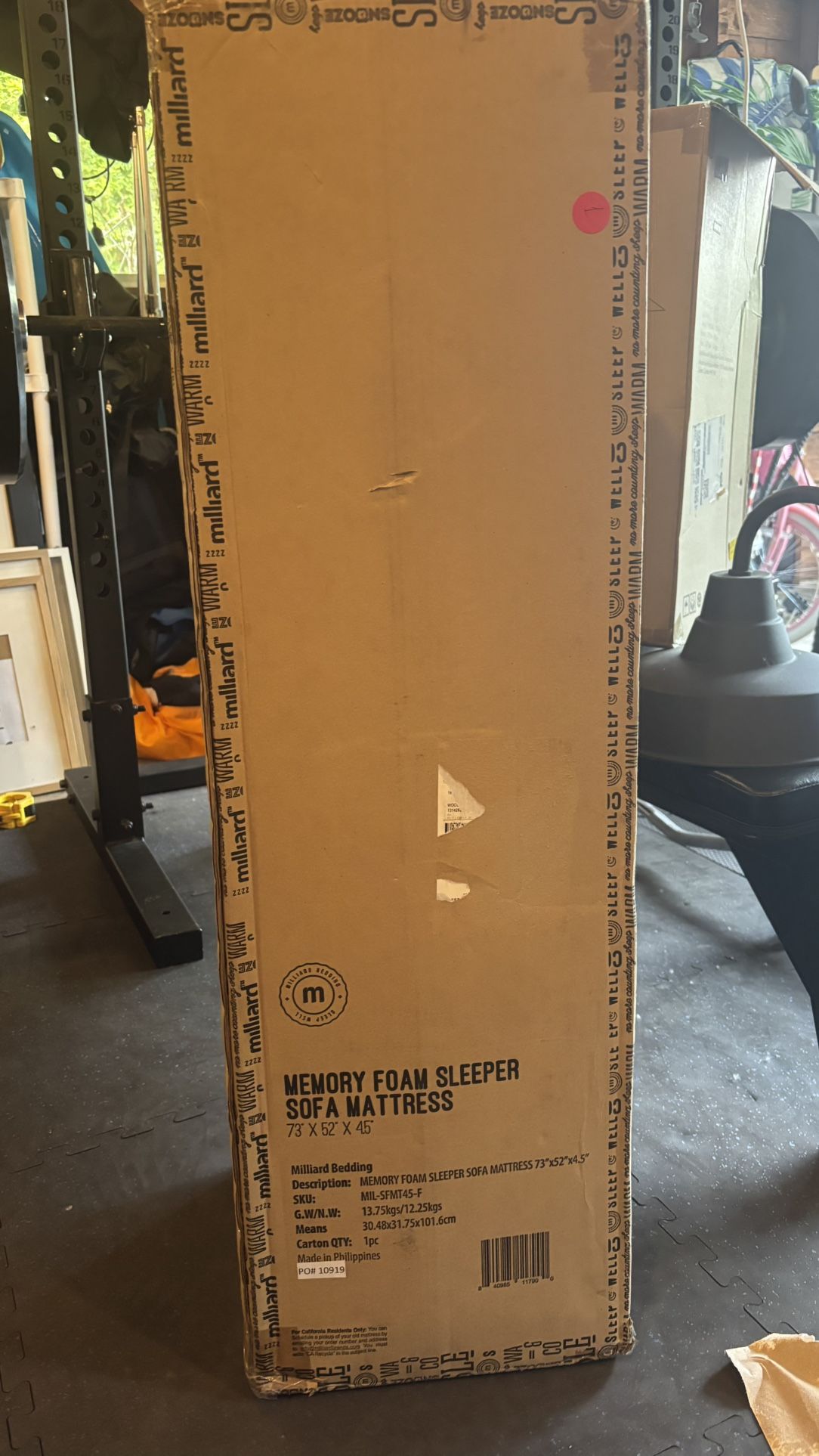 Millard memory foam sleeper sofa mattress 73x53x45