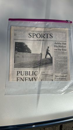 June 13, 2002 Sports Page Los Angeles, Edition Tiger Woods Us Open Cover Page