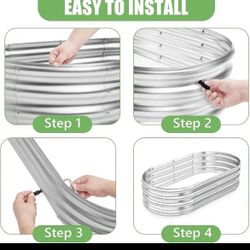 [Steel Oval Outdoor Planting Box] Galvanized Steel Oval Garden Bed Kit, 4x2x1ft - Perfect for Vegetables, Flowers & Herbs, Open Bottom Design for Heal