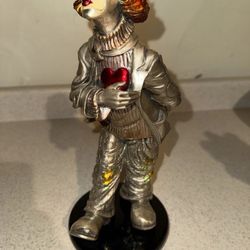Mida Argento Silver Hand Painted Kissing Clown Italian Figurine.