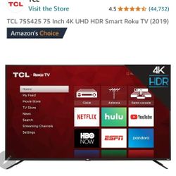 TCL 75S425 75 Inch 4K UHD HDR Smart Roku TV (2019)