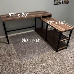 L-Shaped Desk With Chair Mat