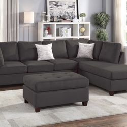 Reversible Sectional Sofa With Ottoman 