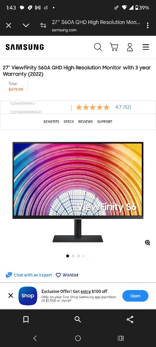  S6 Samsung Monitor 27-in