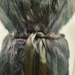 Black FTF faux fur and leather vest sz 0