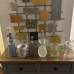 Glass Base Flower And Bottles All For Only $15