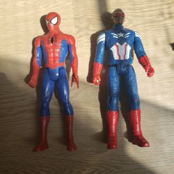 Hero Figure Captain America &Spiderman 12"