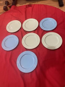 Princess house  Marbella 7 PCS Dinner Plates Blue And Green 