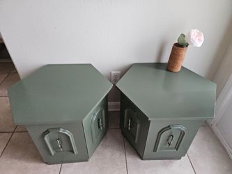 green hexagon end tables
