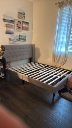 Grey full bed frame