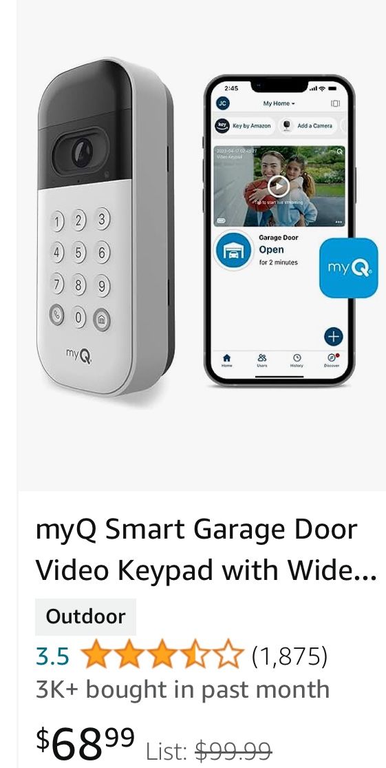 Smart Garage Door Video Keypad 
