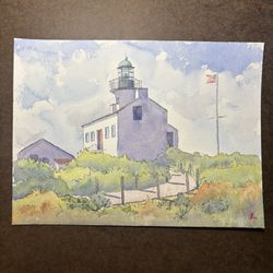 Lighthouse 9x12” Original Watercolor Painting 
