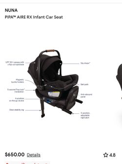 Nuna Pipa Rx Aire car seat and base, brand new