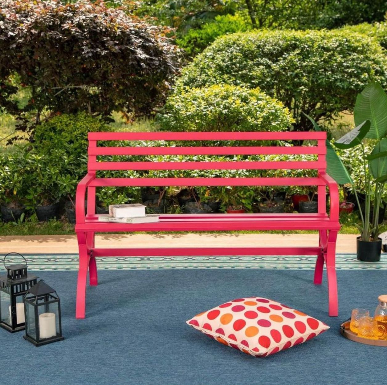 New Red Bench  - Patio Perfection!