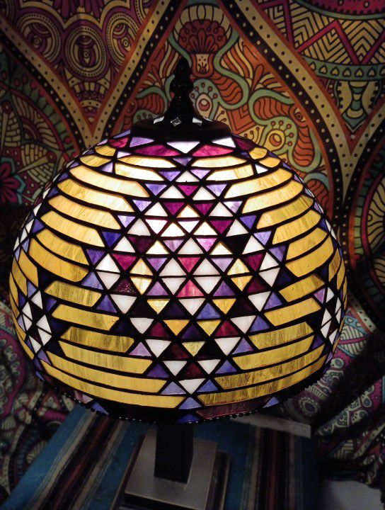 Rare Stained Glass Tiffany Style Lamp