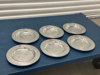 Set of 6 Vintage Pewter Plates