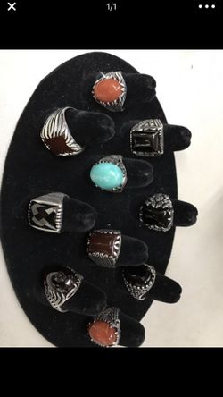 Hand made silver 925 men rings lot 10 rings