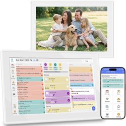 Digital Calendar 10.1" Touchscreen, Smart Electronic Wall Organizer, Chore Chart & Meal Planner, Family Task Manager, Third-Party Calendar Sync, Pictu