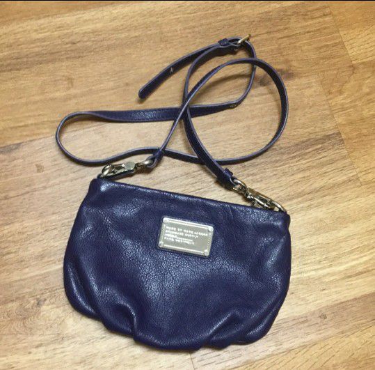 Marc Jacobs Blue Pebbled Leather Crossbody Bag Purse