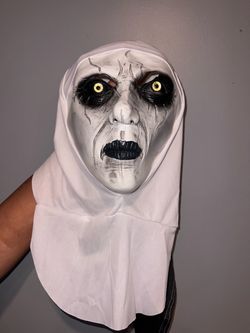 Creepy Nun Halloween Latex Mask with Hood