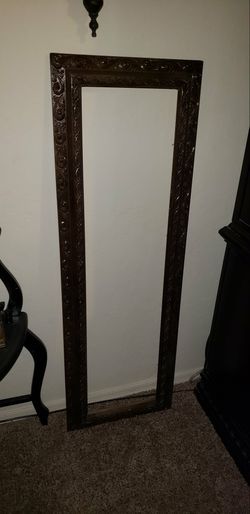 VINTAGE 48" ORNATE GOLD BRONZE BROWN HIGH QUALITY WOODEN PAINTING MIRROR PICTURE FRAME