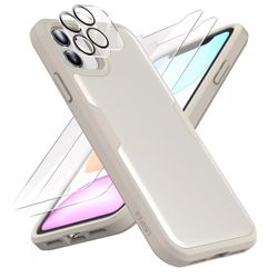 5-in-1 iPhone 11 Case w/ Tempered Glass Screen & Camera Lens Protectors - White