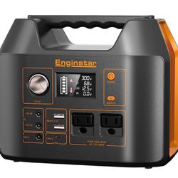 Portable Power Station EnginStar 300W Solar Generator 110V 296Wh Power Bank Two Pure Sine Wave AC Outlet 80000mAh Lithium Battery - Outdoor Camping