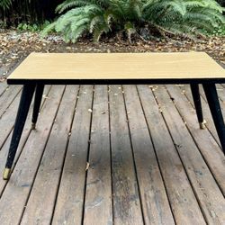 Vintage Mid-Century Modern Table w/Laminate Top & Brass-Capped Legs