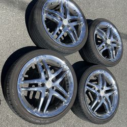 4 — 215/40zr18 5x100 5x3.94 Chrome Celica Prius Matrix Corolla Impreza Wrx Wheels Rims Good 80% Treads Tires