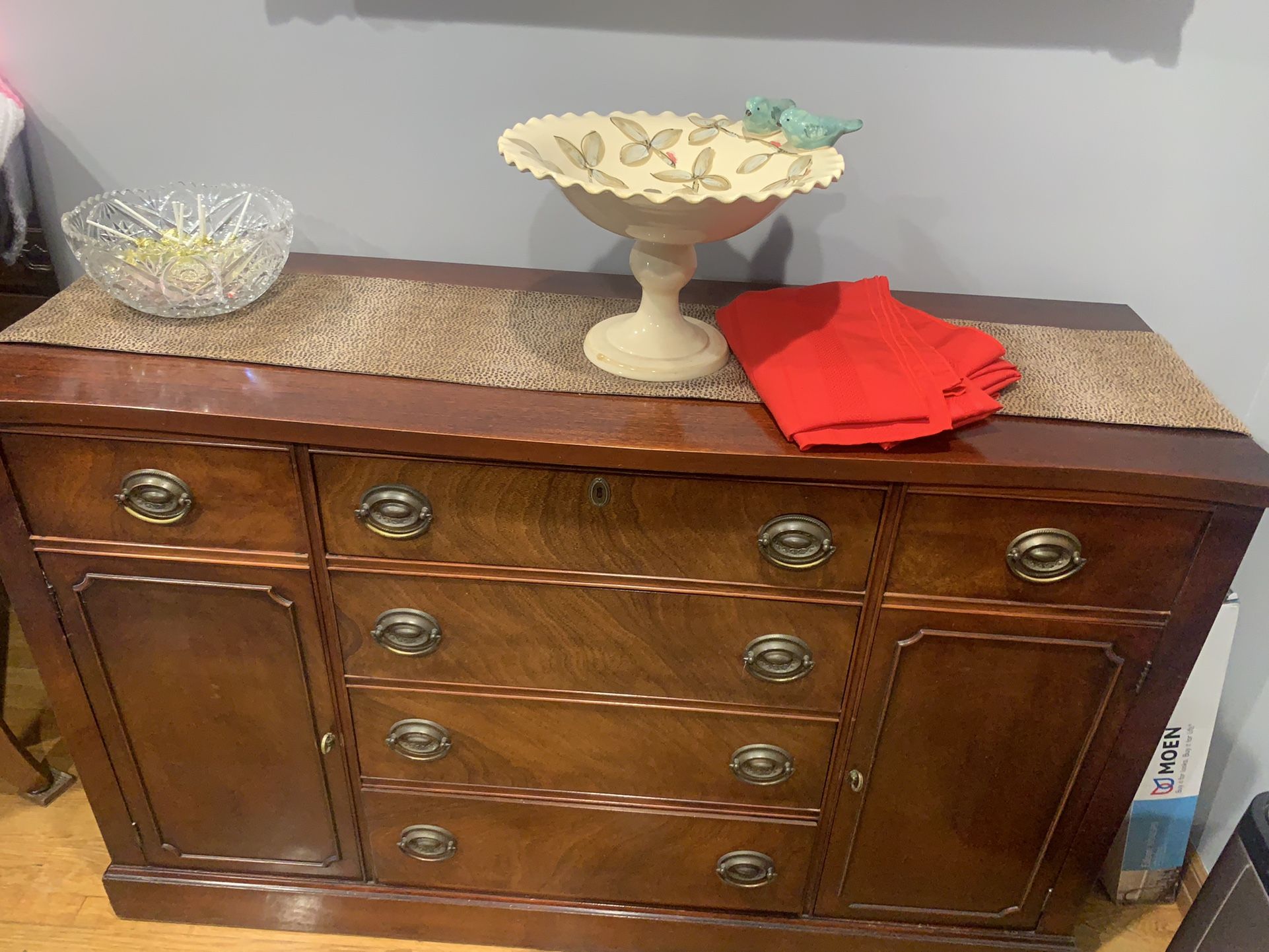 Mid Century Antique Table 6 Chairs 1 Extensions Buffet And Hutch Tell City Chair Company