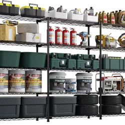 5 Tier Storage Shelves 88.5''W Wire Shelving Unit with Shelf Heavy Duty Metal Shelves for Storage Adjustable Garage Shelving Rack Pantry Kitchen, 71" 