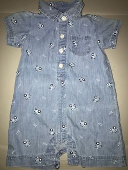 Baby Gap Denim Romper with Truck Print