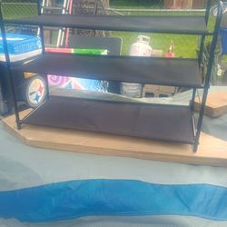 Metal And Cloth Shoe Rack With 3 Shelves 