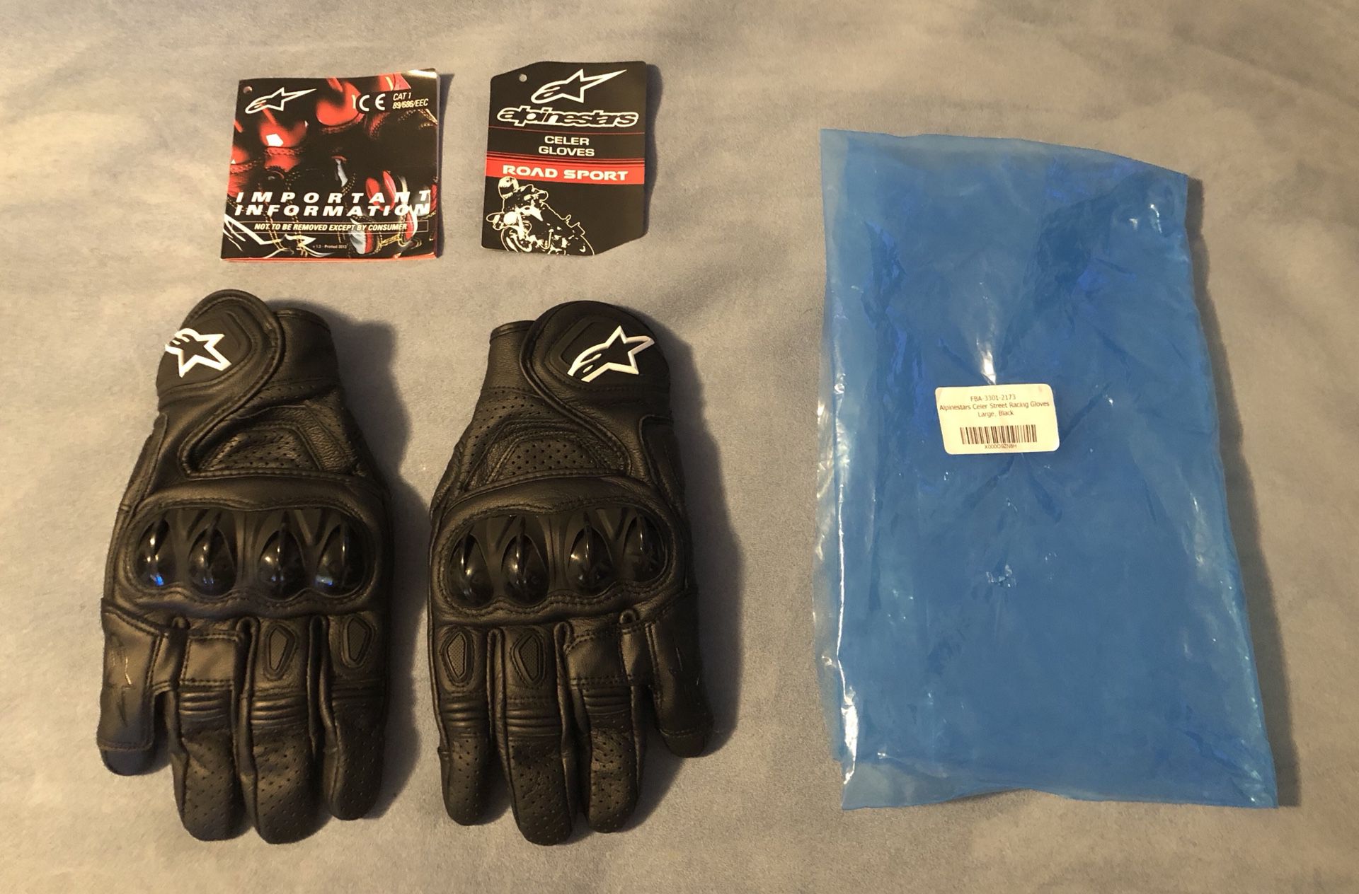 NEW! Alpinestars Celer Black Leather Short -Racing Sports Motorcycle/Motorbike Gloves LARGE