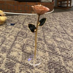 Forever Rose, One of a Kind, Real Rose, Hand Dipped in 24K Gold With Stand