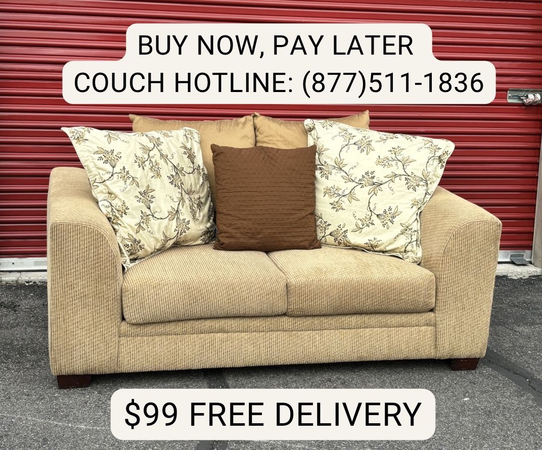 Tan Loveseat w/ Pillows - Free Curbside Delivery